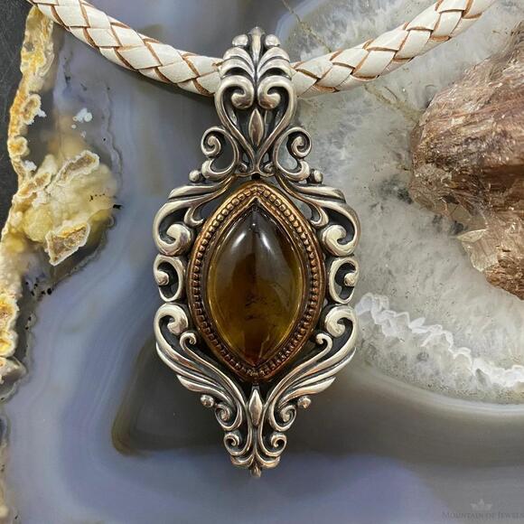Carolyn Pollack Jewelry - Carolyn Pollack Sterling & Bronze Amber Decorated Enhancer Pendant For Women